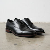 Handmade Men's Full Grain Leather Oxford Dress Shoes - angle-view-showing-depth