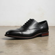 Handmade Men's Full Grain Leather Oxford Dress Shoes - detail-view-showing-texture