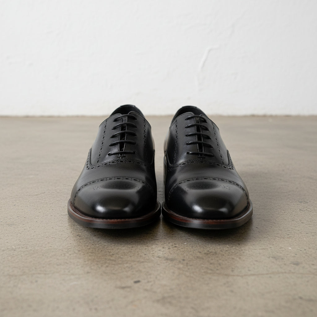 Handmade Men's Full Grain Leather Oxford Dress Shoes - front-view