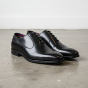 Handmade Men's Full Grain Leather Oxford Shoes - angle-view-showing-depth