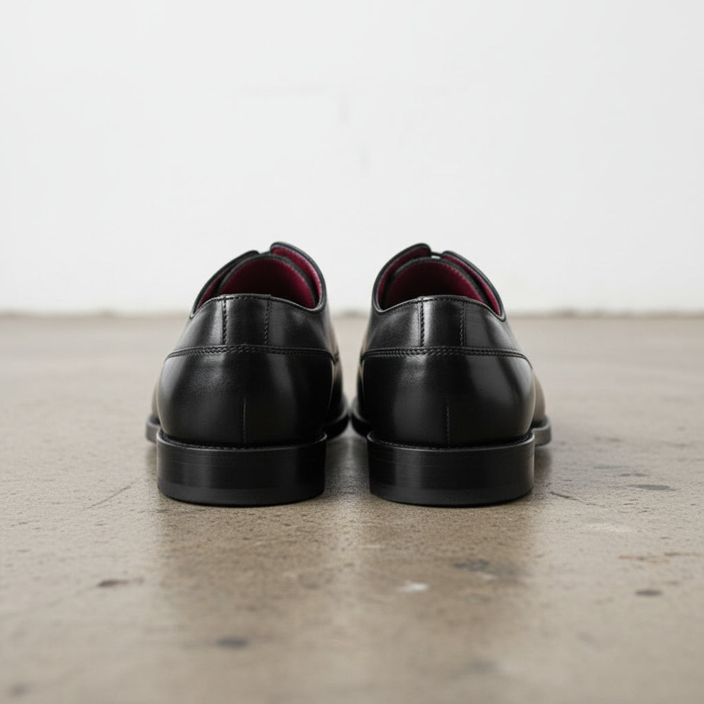 Handmade Men's Full Grain Leather Oxford Shoes - back-view