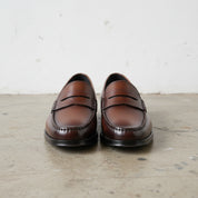 Handmade Men's Full Grain Leather Penny Loafer Shoe - front-view