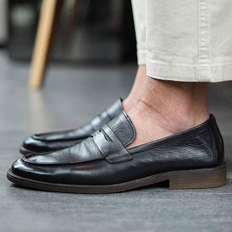 Handmade Men's Full Grain Leather Penny Loafer Shoes – Rebels Market