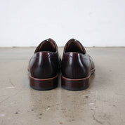 Handmade Men's Full Grain Leather Polished Cap Toe Shoes - back-view
