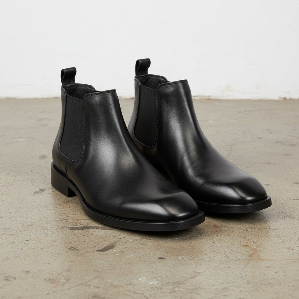 Handmade Men's Full Grain Leather Stylish Boots - angle-view-showing-depth