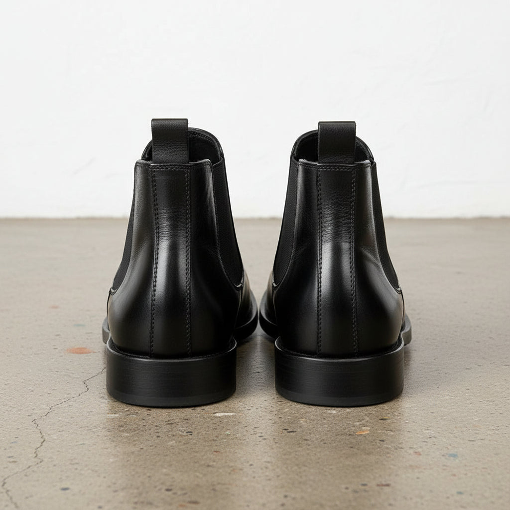 Handmade Men's Full Grain Leather Stylish Boots - back-view