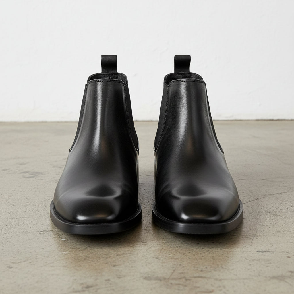 Handmade Men's Full Grain Leather Stylish Boots - front-view