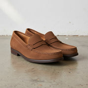 Handmade Men's Full Grain Leather Suede Casual Loafers - angle-view-showing-depth