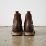 Handmade Men's Full Grain Leather Suede Dress Boots - back-view