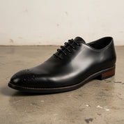 Handmade Men's Full Grain Leather Suede Dress Shoes - detail-view-showing-texture