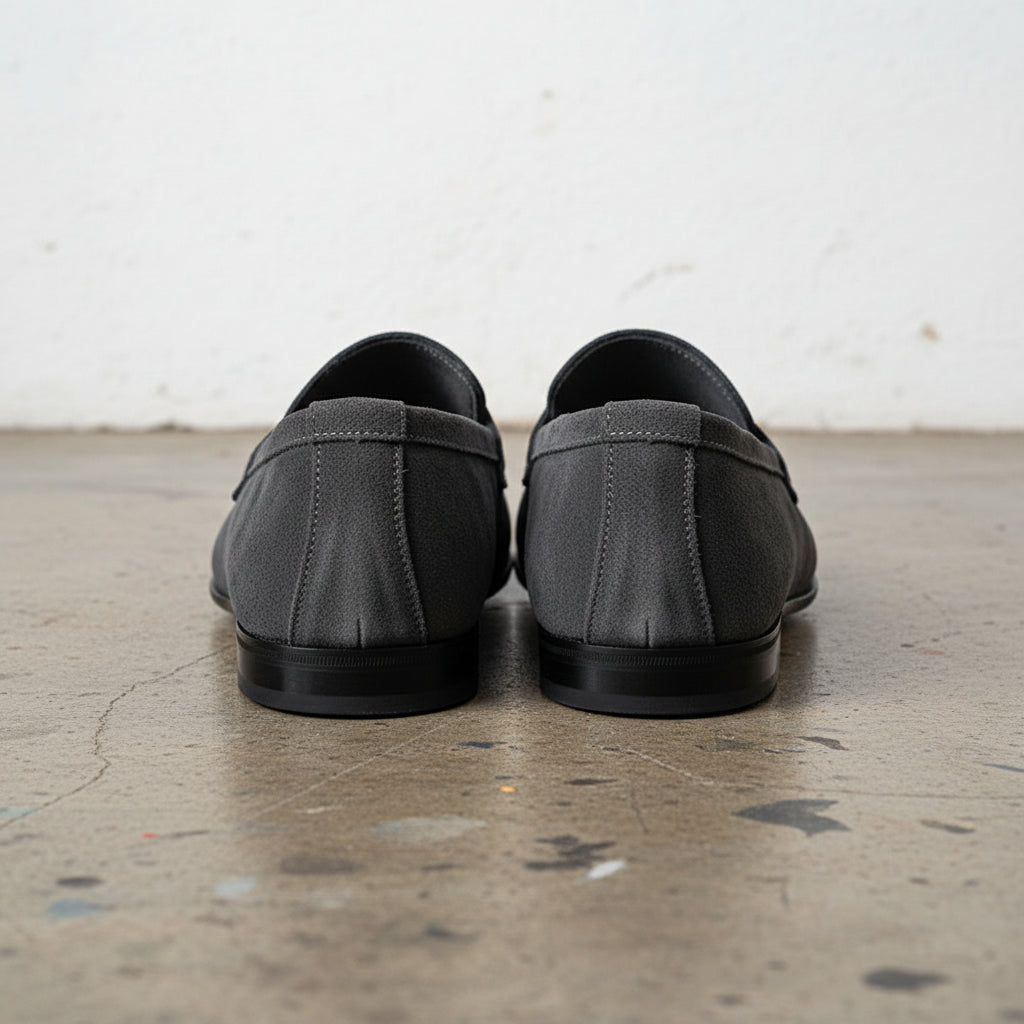 Handmade Men's Full Grain Leather Suede Moccasin Loafers - back-view