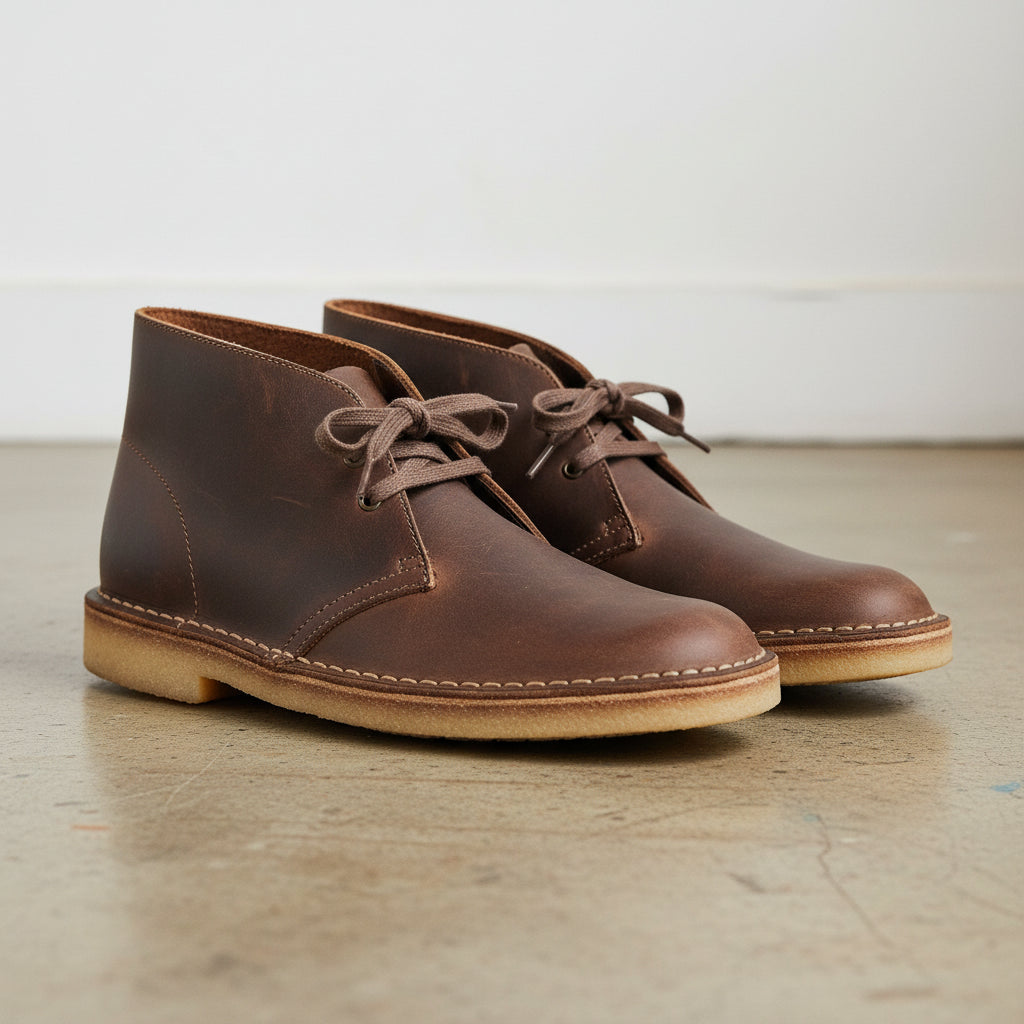 Handmade Men's Full Grain Leather Suede Vintage Desert Boots - 3-4-right-view