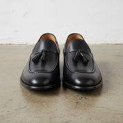Handmade Men's Full Grain Leather Tassel Loafers - front-view