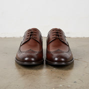 Handmade Men's Full Grain Leather Wingtip Brogue Shoes - front-view