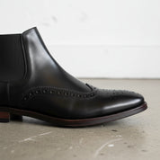 Handmade Men's Full Grain Leather Wingtip Chelsea Boots - detail-view-showing-texture