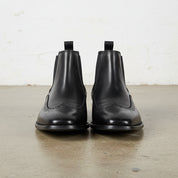 Handmade Men's Full Grain Leather Wingtip Chelsea Boots - front-view