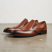 Handmade Men's Full Grain Leather Wingtip Loafers - 3-4-right-view