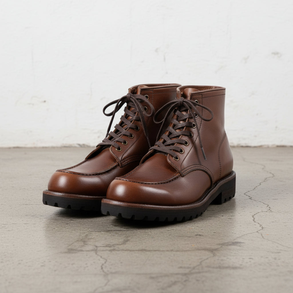 Handmade Men's Full Grain Leather Work Boots - front-view