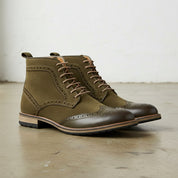 Handmade Men's Full Grain Premium Leather Brogue Boots - 3-4-right-view