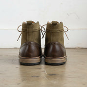 Handmade Men's Full Grain Premium Leather Brogue Boots - back-view