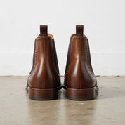 Handmade Men's Full Grain Premium Leather Brogue Chelsea Boots - back-view