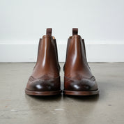 Handmade Men's Full Grain Premium Leather Brogue Chelsea Boots - front-view