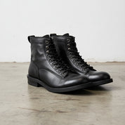 Handmade Men's Full Grain Premium Leather Lace-Up Boots - angle-view-showing-depth