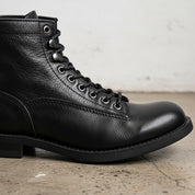 Handmade Men's Full Grain Premium Leather Lace-Up Boots - detail-view-showing-texture