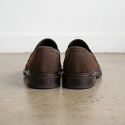 Handmade Men's Full Grain Suede Classic Slip-On Loafers - back-view