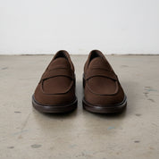 Handmade Men's Full Grain Suede Classic Slip-On Loafers - front-view