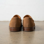 Handmade Men's Full Grain Suede Tassel Loafers - Classic Style - back-view