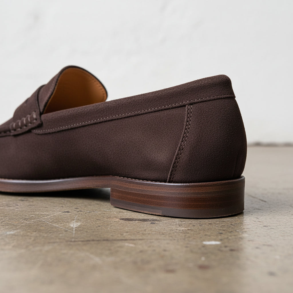 Handmade Men's Full Grain Suede Tassel Loafers - Classic Style - detail-view-showing-texture