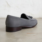 Handmade Men's Full Grain Suede Tassel Loafers - Elegant Casual Shoes - detail-view-showing-texture