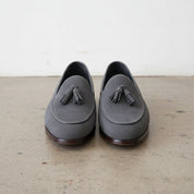 Handmade Men's Full Grain Suede Tassel Loafers - Elegant Casual Shoes - front-view