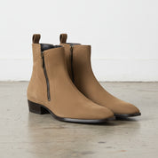 Handmade Men's Full Grain Suede Zipper Boots - 3-4-right-view