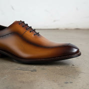 Handmade Men's Full Grain Wholecut Leather Casual Dress Shoes - detail-view-showing-texture