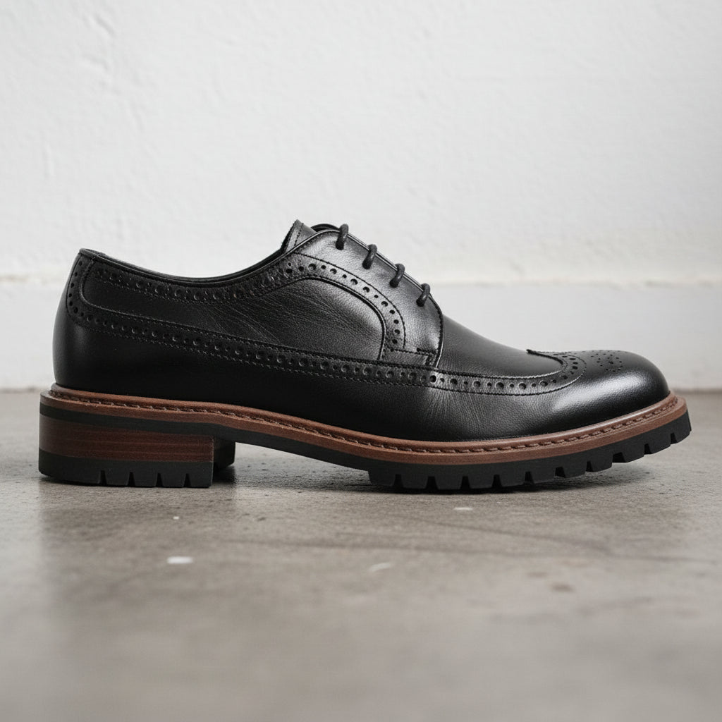 Handmade Men's Geniune Leather Formal Dress Shoes - detail-view-showing-texture