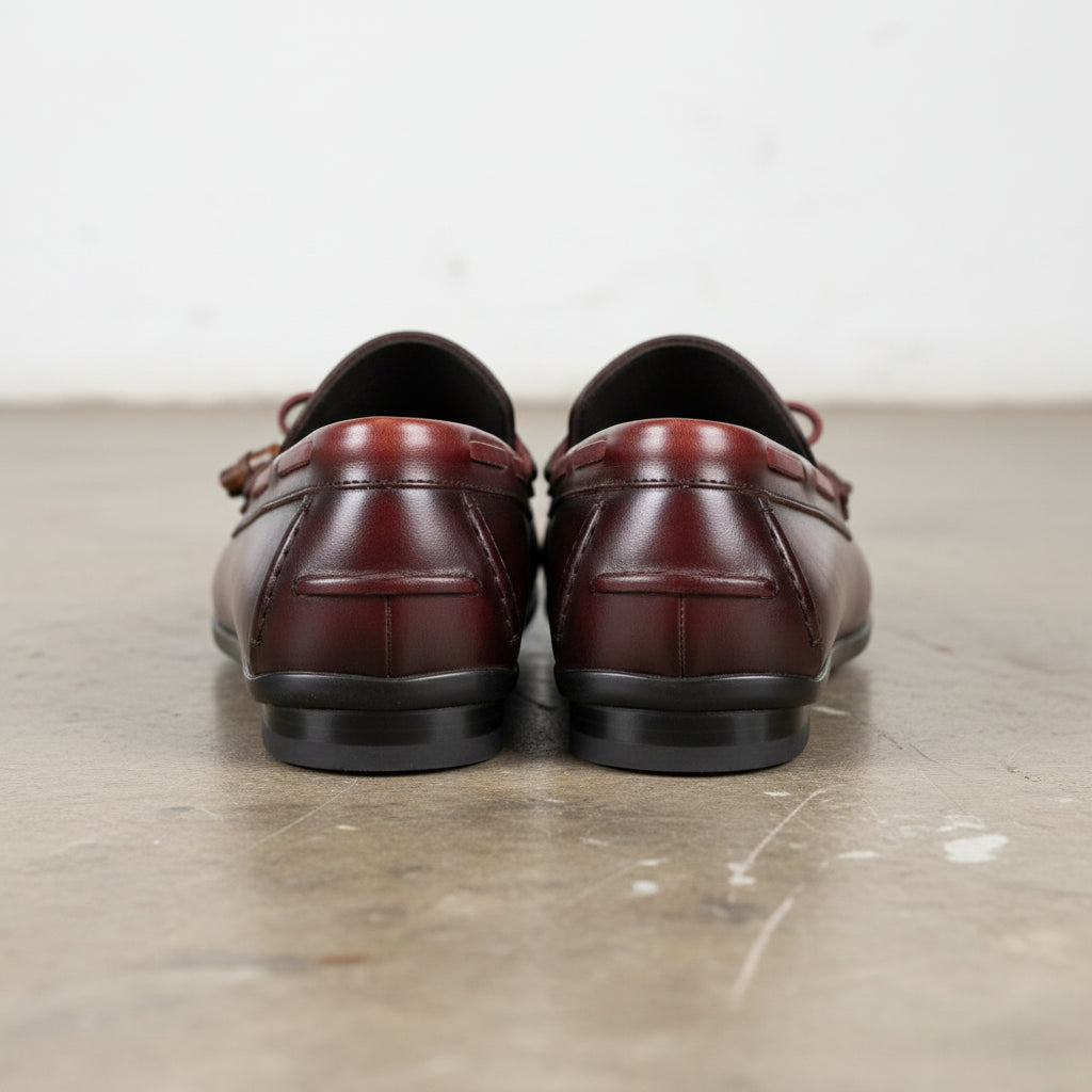 Handmade Men's Genuine Cow Leather Casual Loafers - back-view