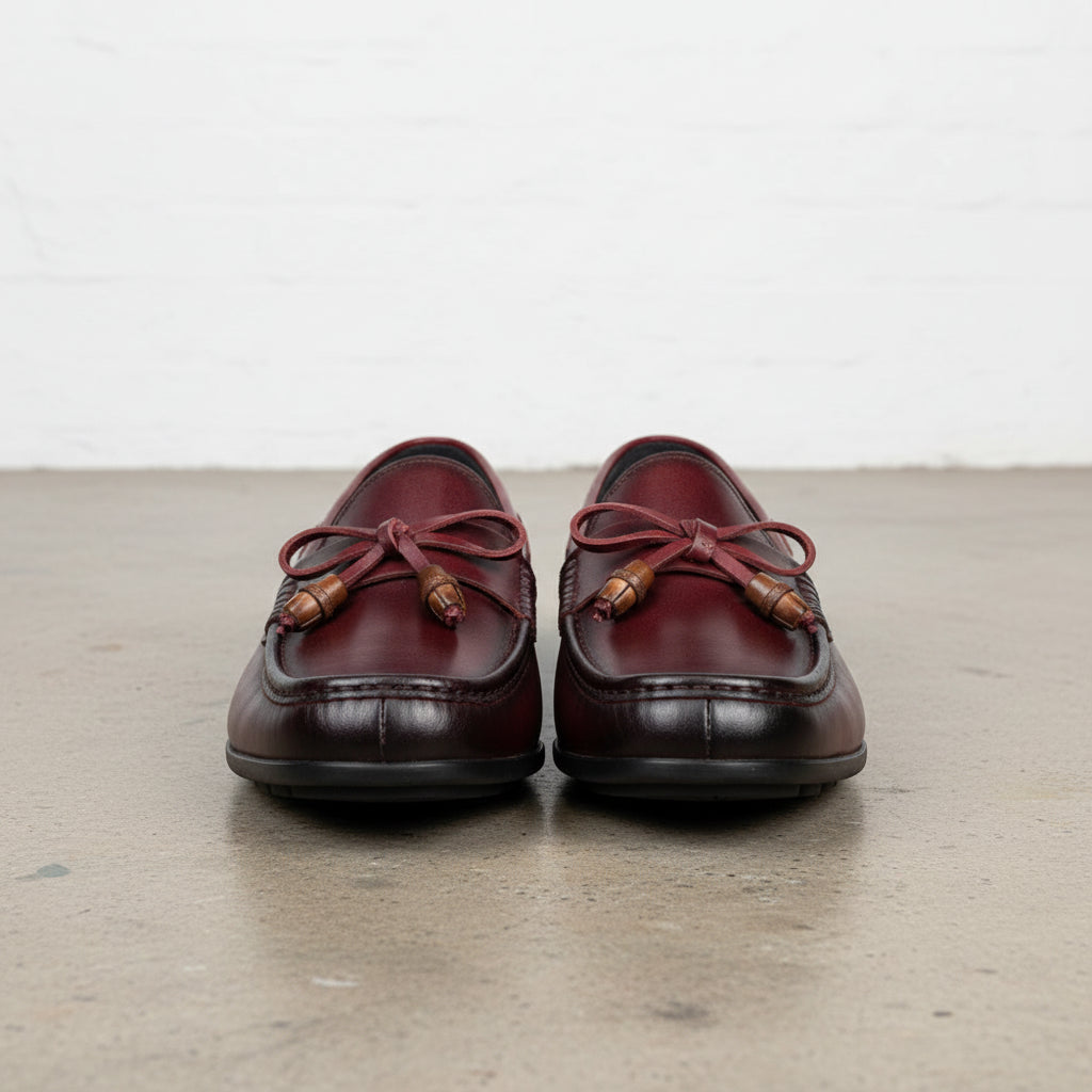 Handmade Men's Genuine Cow Leather Casual Loafers - front-view