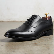 Handmade Men's Genuine Leather Formal Dress Shoes - detail-view-showing-texture