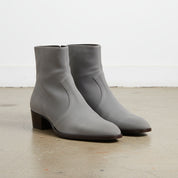 Handmade Mens Gray suede ankle boots, Men dress boot, New zipper boot - angle-view-showing-depth