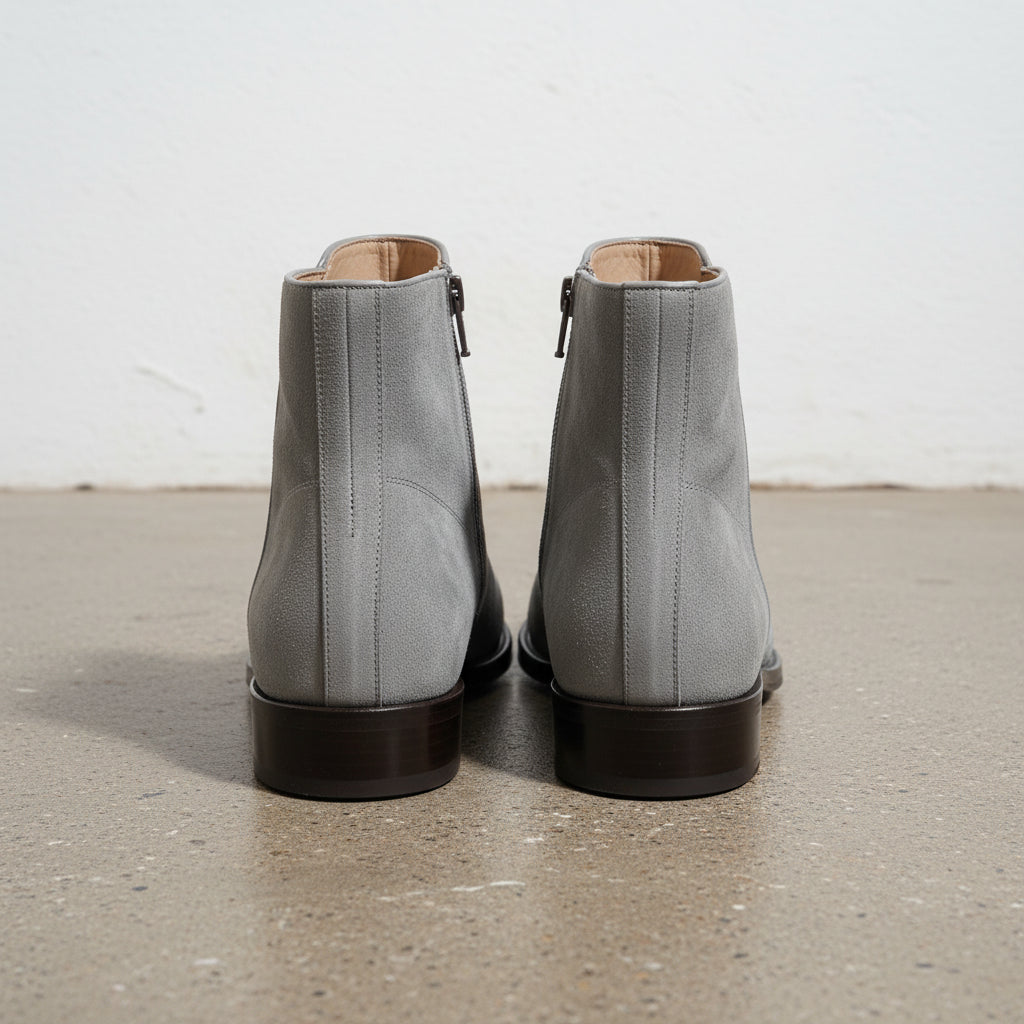 Men's Gray Plain-Toe Suede Ankle Boots — Brewster
