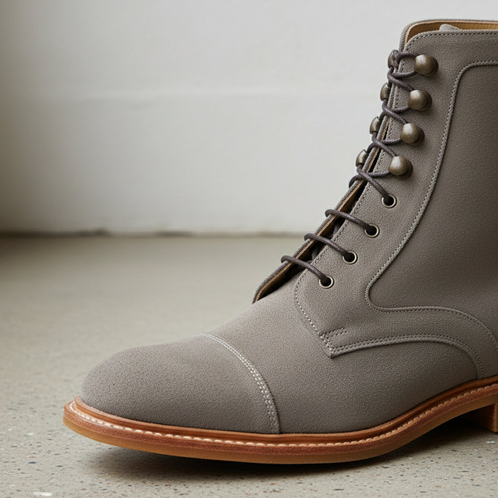 Men's Gray Suede Lace-Up Dress Boots | Ankle High Dress Boots US 11 / Gray / D Men's Gray Suede Lace-Up Dress Boots | Ankle High Dress Boots US 11 / Gray / D