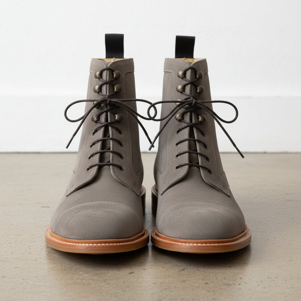 Handmade Mens gray Suede Dress Boots, Men gray ankle Boots, Men Ankle Boots - front-view