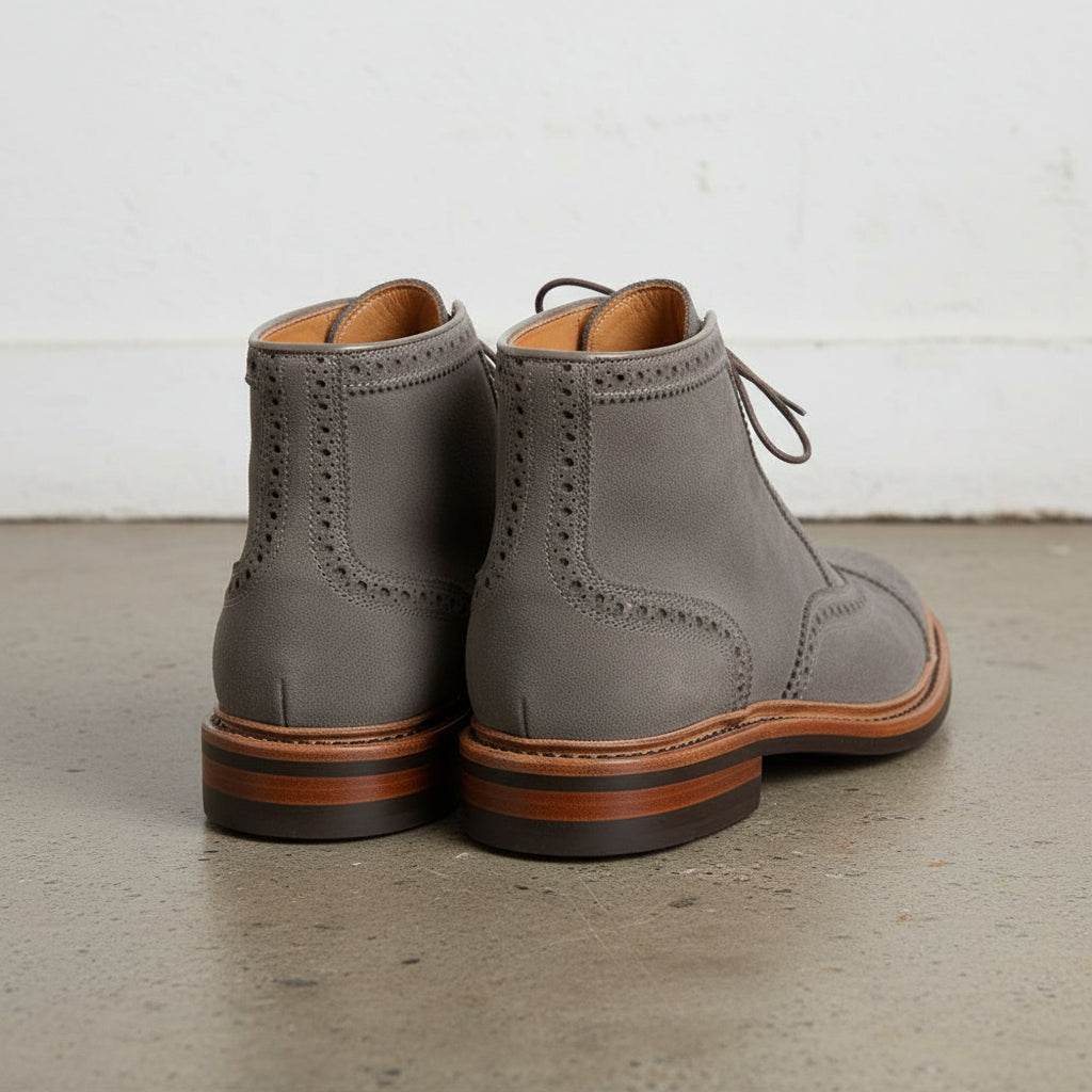 Handmade Mens gray Suede Dress Boots, Men gray chukka Boots, Men Ankle Boot - back-view