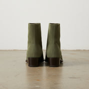 Handmade Mens Green suede ankle boots, Men dress boot, New zipper boot - back-view