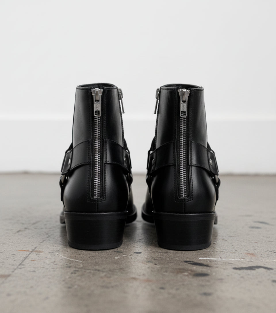 Handmade Mens leather ankle boots, Men fashion zipper boots - back-view