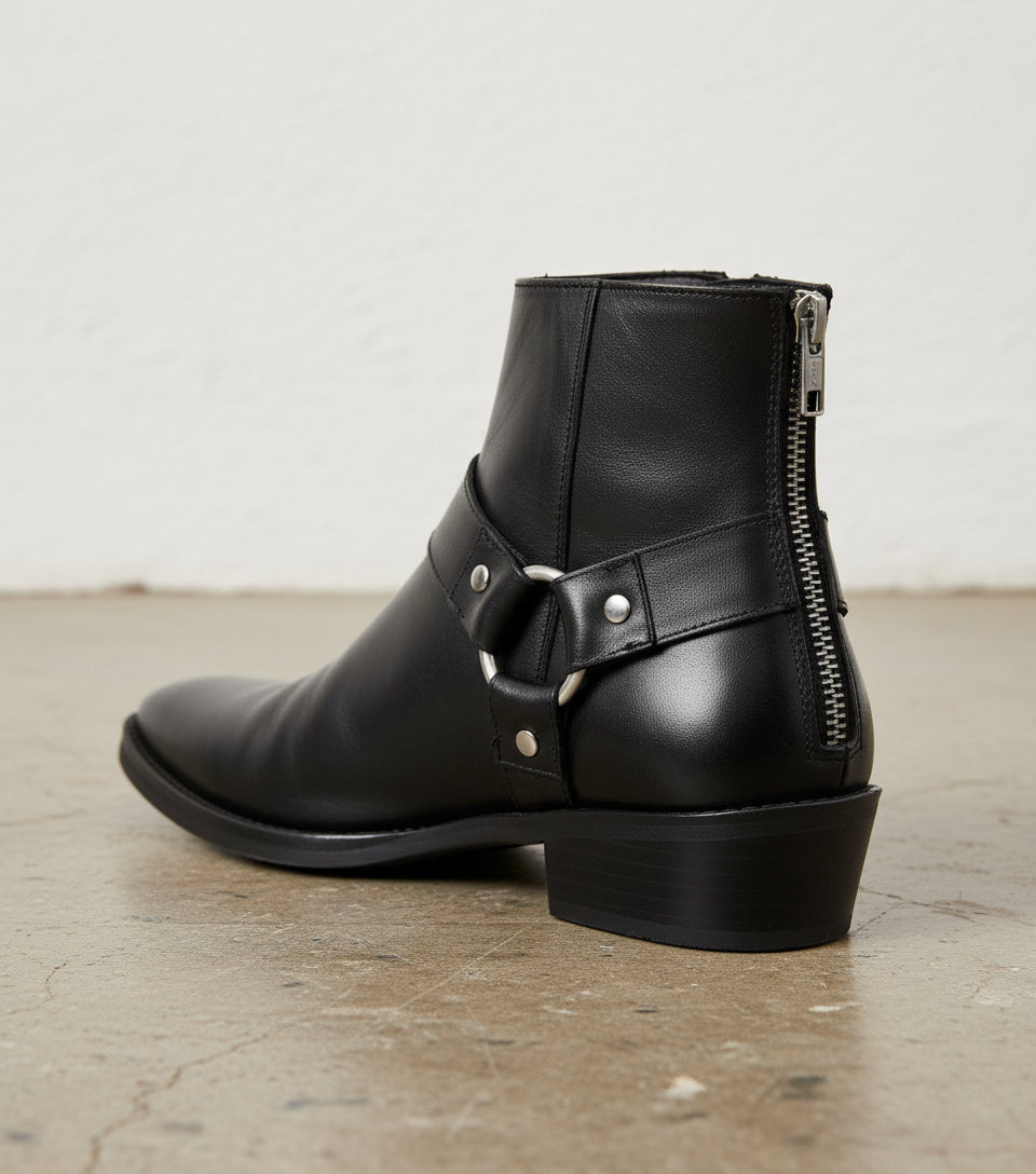 Handmade Mens leather ankle boots, Men fashion zipper boots - detail-view-showing-texture