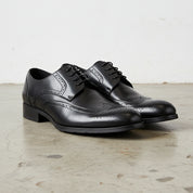 Handmade Men's Leather Brogue Dress Shoes - angle-view-showing-depth