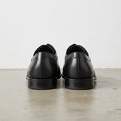 Handmade Men's Leather Cap-Toe Derby Shoes - back-view